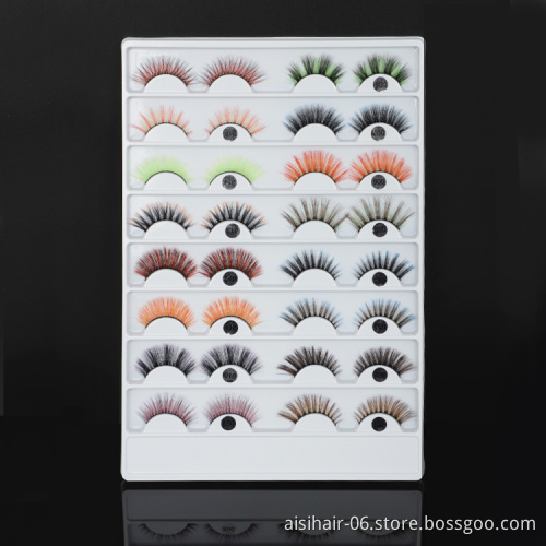 Aisi Hair OEM & ODM Colorful 100% Real Mink False Eyelashes Private Label Strips Colour Fake Mink Lashes
